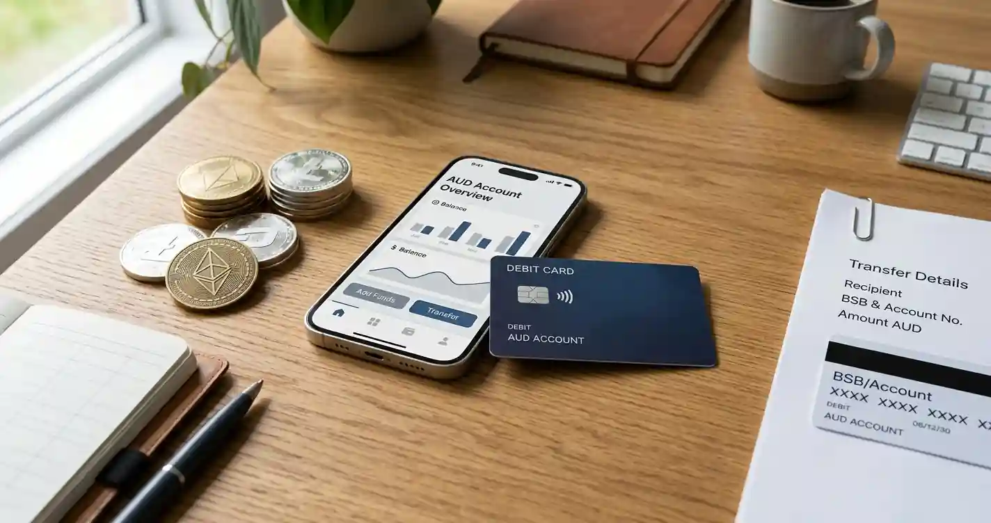 Australian dollar payment options with a bank card, digital wallet and cryptocurrency wallet